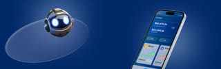 Sfondo della sezione hero della piattaforma di trading Blue Bubble Tea